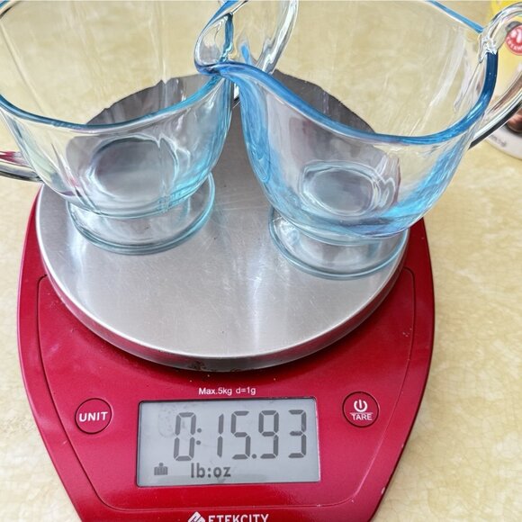 Vintage Fostoria Azure Blue Depression Glass Fairfax Open Sugar and Creamer Set - Picture 8 of 8